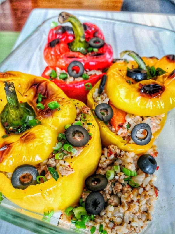 Stuffed Peppers With Rice And Prawns